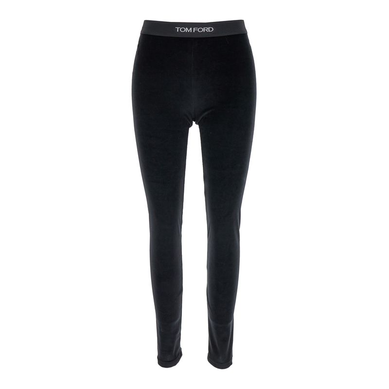 Tom Ford Women Black Leggings With Branded Band In Velvet Woman